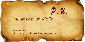 Palaticz Urbán névjegykártya